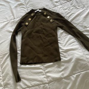 Zara Dark Olive Green, Sweater with Gold buttons
